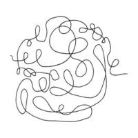 Tangled abstract scribble with hand drawn line. Doodle elements. Isolated sketch on white background. Vector illustration