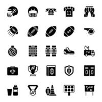 Glyph icons for American football. vector