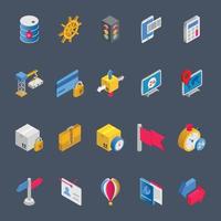 Isometric 3d icons for logistics delivery. vector