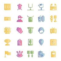 Filled outline, smooth icons for American football. vector