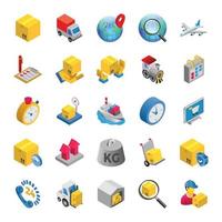 Isometric 3d icons for logistics delivery. vector