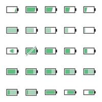 A pack of battery-related icons. Pure energy, electricity and charge thematic. vector