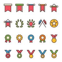 Filled color outline icons for awards. vector