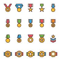 Filled color outline icons for awards. vector