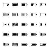 A pack of battery-related icons. Pure energy, electricity and charge thematic. vector