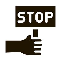 stop racism nameplate icon Vector Glyph Illustration