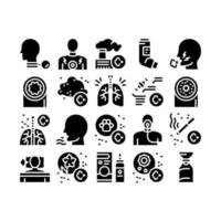 Asthma Sick Allergen Glyph Set Vector Illustration