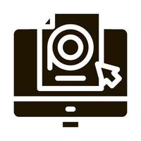 selection of video document on computer icon Vector Glyph Illustration