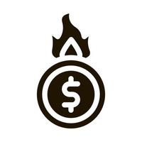 cash burning icon Vector Glyph Illustration