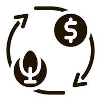 ciclo de árboles y dinero icono vector glifo ilustración