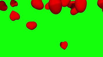 Happy Valentines Day Hearts Shapes Falling Slow Motion, 3D Rendering, Chroma Key, Luma Matte Selection video