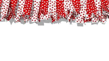 Strips of Cloth Heart Pattern Hanging From Top, Waving, Valentines Day, Mothers Day, Chroma key, Luma Matte, 3D Rendering video