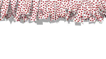 Strips of Cloth Heart Pattern Hanging From Top, Waving, Valentines Day, Mothers Day, Chroma key, Luma Matte, 3D Rendering video