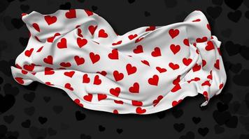 Hearts Pattern Cloth Flying in Wind, Happy Valentines Day, Floating Cloth 3D Rendering, Luma Matte Selection video