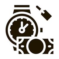 hand over wristwatch for money to pawnshop icon Vector Glyph Illustration