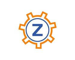 Initial Letter Z Gear Logo Design Template. Gear Engineer Logotype vector
