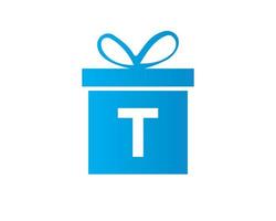 Letter T Gift Box Logo Vector Template