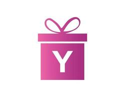 Letter Y Gift Box Logo Vector Template