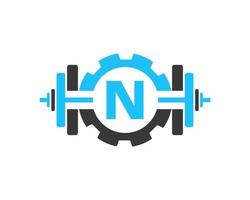 plantilla de diseño de logotipo de fitness de gimnasio letra n inicial del alfabeto vector