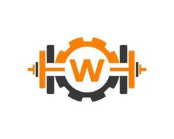 Initial Alphabet Letter W GYM Fitness Logo Design Template vector