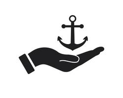 Hand Anchor logo design. Anchor logo with Hand concept vector. Hand and Anchor logo design vector