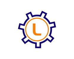 Initial Letter L Gear Logo Design Template. Gear Engineer Logotype vector