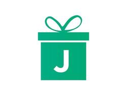 plantilla de vector de logotipo de caja de regalo de letra j