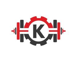 letra inicial del alfabeto k plantilla de diseño de logotipo de fitness de gimnasio vector