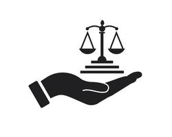 diseño del logotipo de la ley de la mano. logotipo de ley con vector de concepto de mano. diseño de logotipo de mano y ley