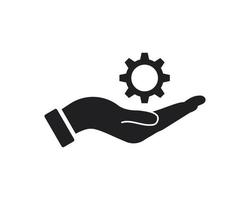 Hand Gear logo design. Gear logo with Hand concept vector. Hand and Gear logo design vector