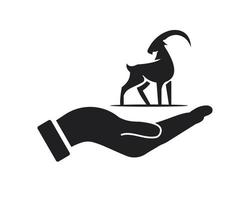 Hand Goat logo design. Deer logo with Hand concept vector. Hand and Deer logo design vector