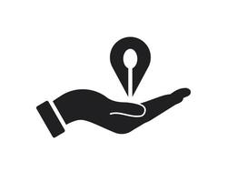 Hand Location logo design. Location logo with Hand concept vector. Hand and Location logo design vector