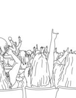 Young People Crowd Line Drawing vector