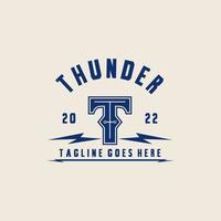 Initials T Thunder Logo With Lightning Ornament vector