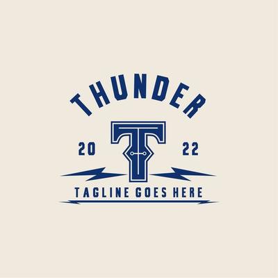 Initials T Thunder Logo With Lightning Ornament