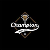 Classic Champion Trophy Label Vector Design