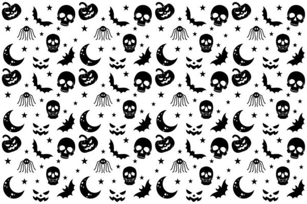 Black and White Halloween Seamless Pattern Background