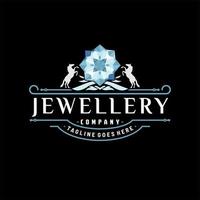 logotipo de joyería elegante de lujo con diseño de plantilla de ilustración de diamante vector