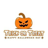 texto de truco o trato con diseño de vector de calabaza aterrador, tipografía de truco o trato para el día de halloween