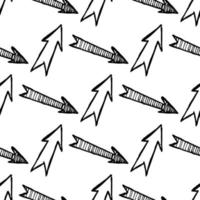 Seamless pattern with black hand drawn arrows. Vector illustration