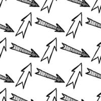 Seamless pattern with black hand drawn arrows. Vector illustration