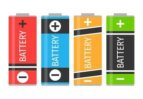 A set of four colorful batteries. Vector illustration