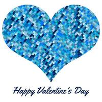 Blue heart made of pixels. Valentines Day background with heart on a white background. Symbol of Love Element for wedding Template. vector