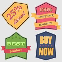 Set of Vector Badges with Ribbons. Web stickers and labels. Isolated vector illustration.