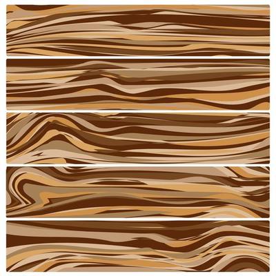 Five wooden boards. Vector abstract wood texture in flat design.