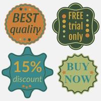 Set of Vector Badges with Ribbons. Web stickers and labels. Isolated vector illustration.