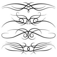 Set of vintage decorative curls, swirls, monograms and calligraphic borders. Line drawing design elements in black color on white background. Vector illustration.