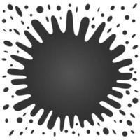 Big black splash with lots of small splashes on a white background. Vector illustration