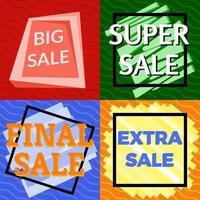 Set of four sale vector bannes with colorful design elements. Vector illustration.