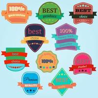 Set of Vector Badges with Ribbons. Web stickers and labels. Isolated vector illustration.